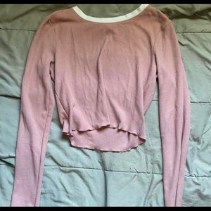 Forever 21 pink long sleeve crop top size L.